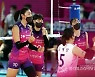 공격성공, 기뻐하는 김연경과 박수연.