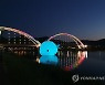 태화강에 전시된 상괭이 조형물 '러브웨일'