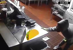 빈집털이 좀도둑이 찍힌 CCTV영상으로 지명수배 겸 레스토랑을 광고하는 바이럴필름으로 만들다, 라스베가스의 타코(Grilled Tacos) 전문 레스토랑 '프리홀레스 앤 프레스카스(Frijoles & Frescas)'의 '..